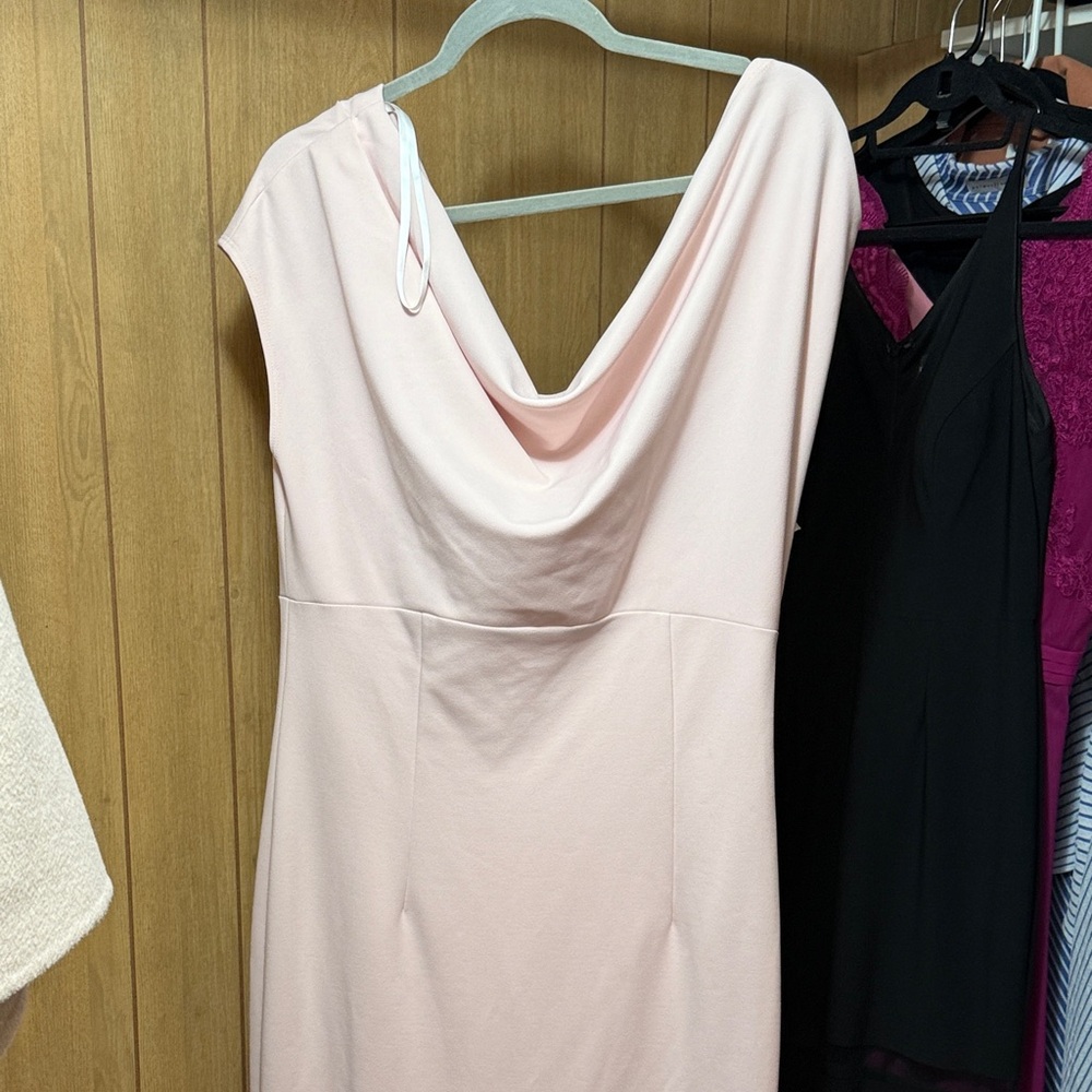 Elegant Pink Draped OFF THE SHOULDER Women's Dress